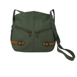 Vintage Sarne Army Green Canvas Crossbody Shoulder Bag Purse